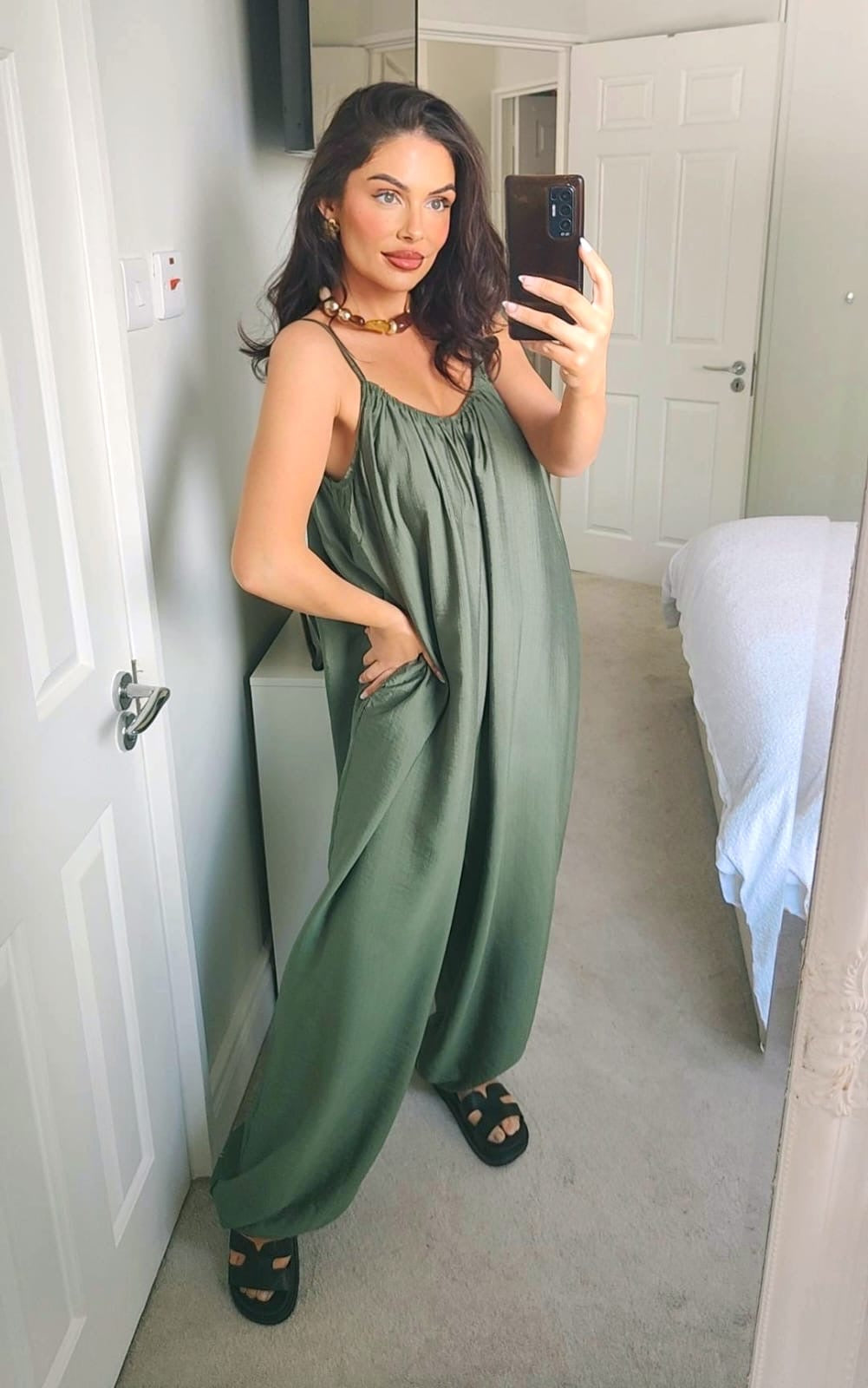 Khaki Oversized Jumpsuit