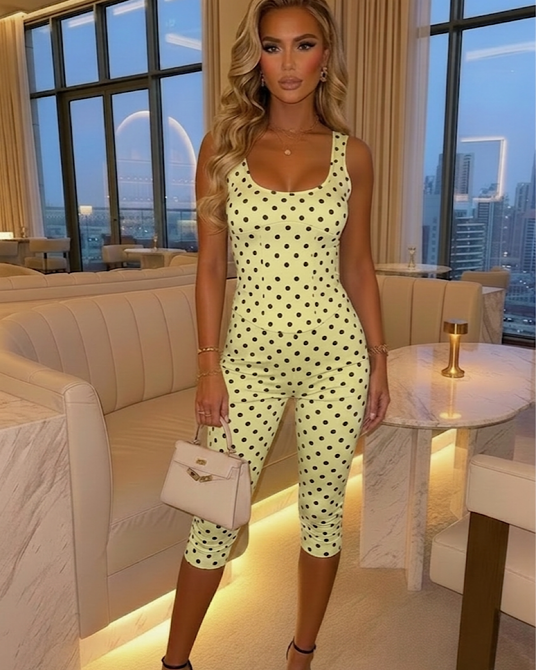 Lemon Polka Top & Capri Trousers Co Ord