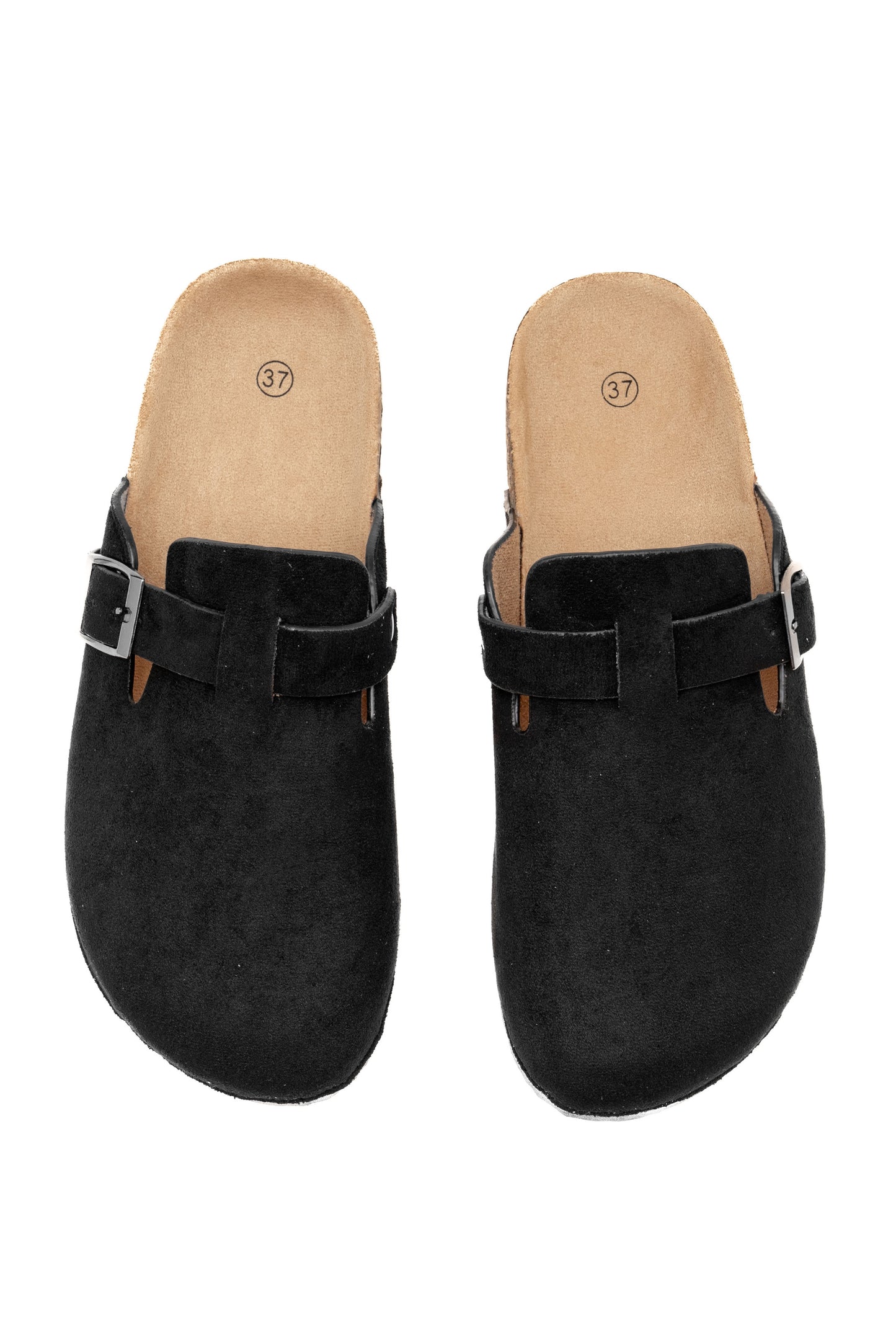 Black Faux Suede Clogs