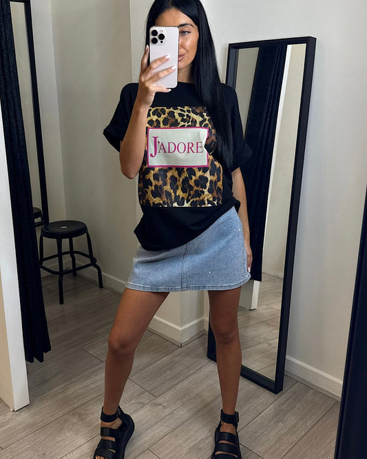 Black J’Adore Animal Print Tee