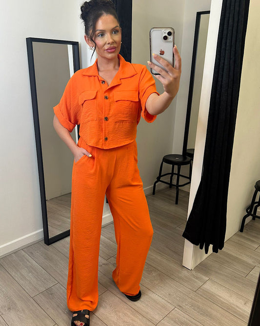 Orange Shirt and Trousers Co Ord Suit