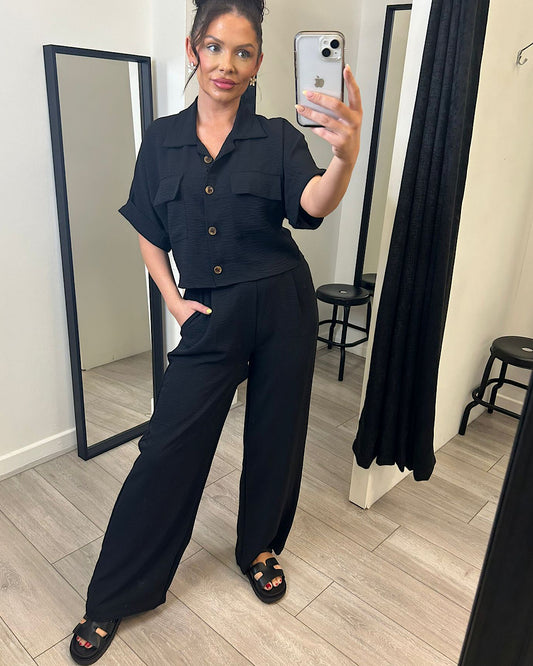 Black Shirt and Trousers Co Ord Suit