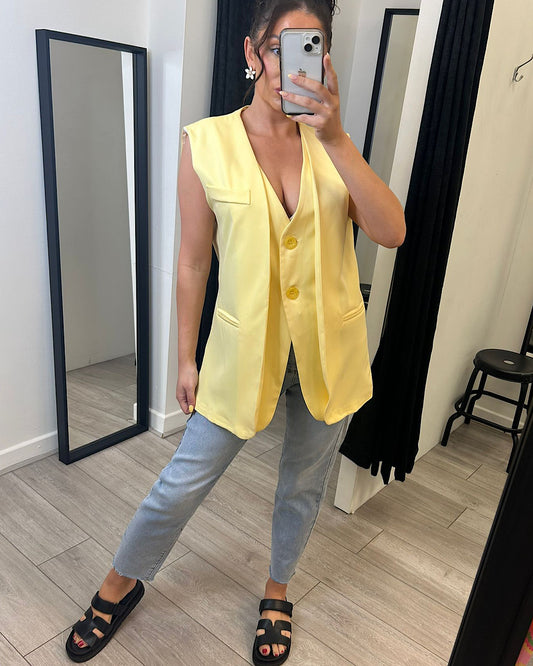 Yellow Double Layered Blazer Waistcoat