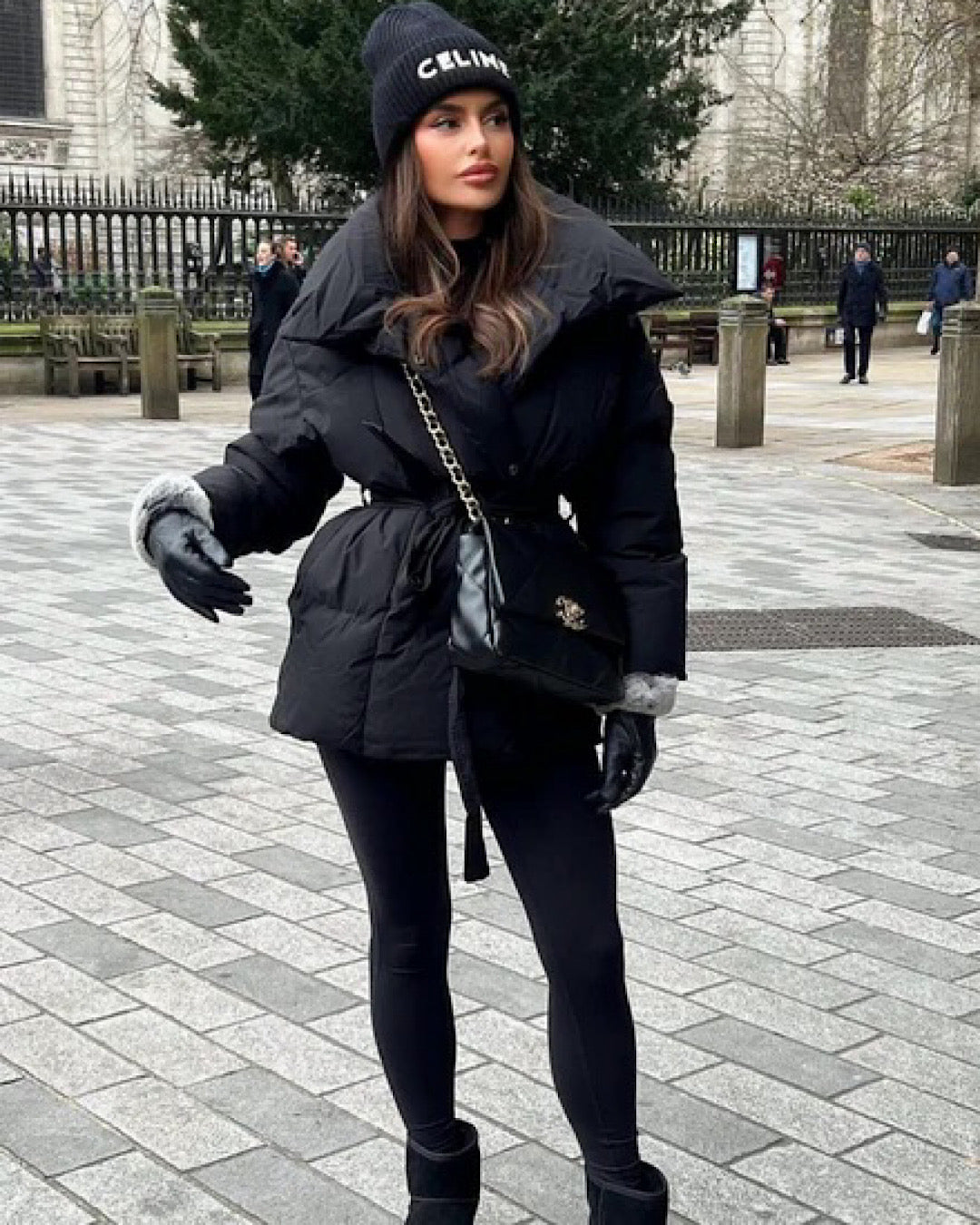 Black Belted Puffer Coat