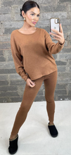 Brown Ribbed Knit Suit
