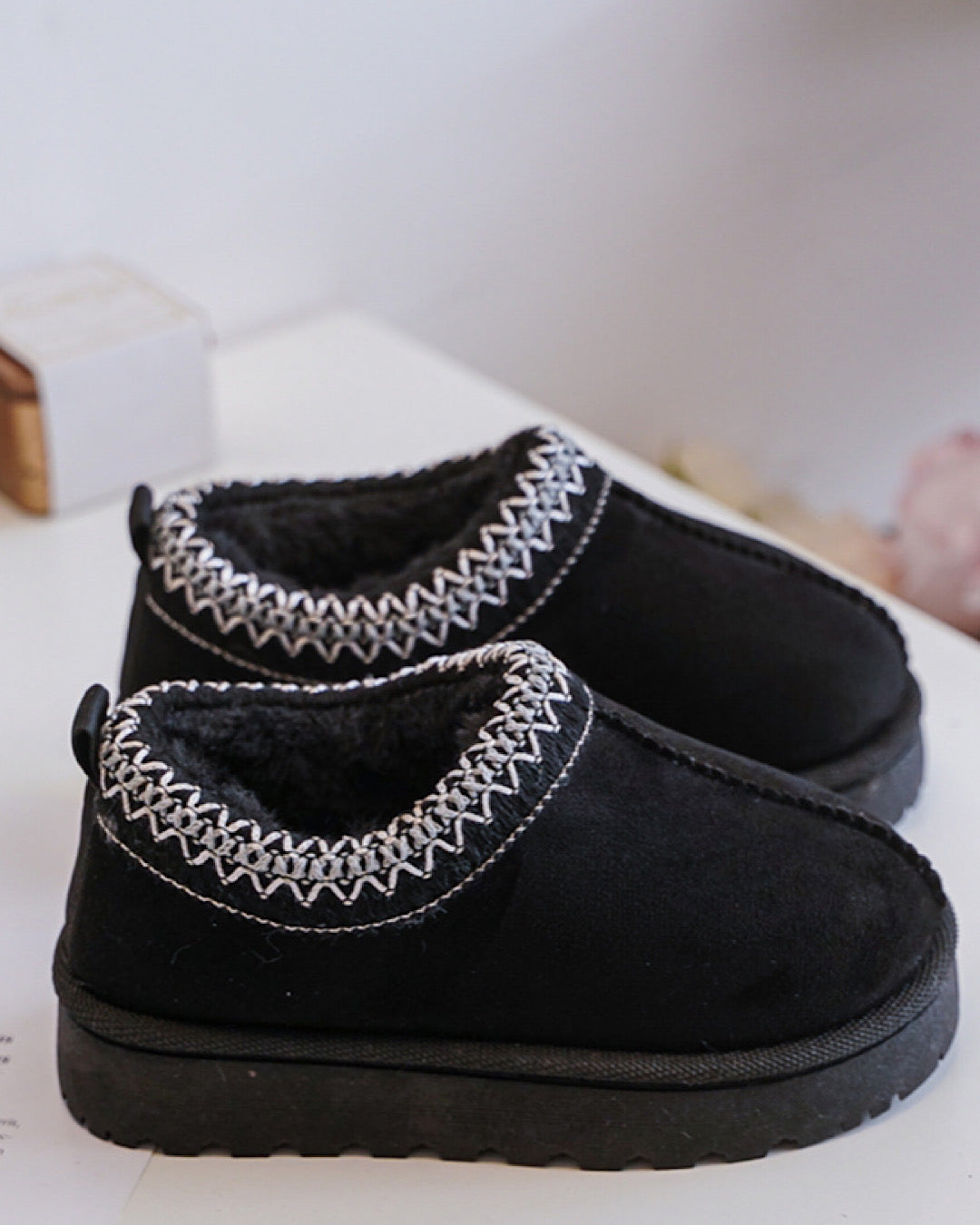 Kids Black Faux Suede Boots