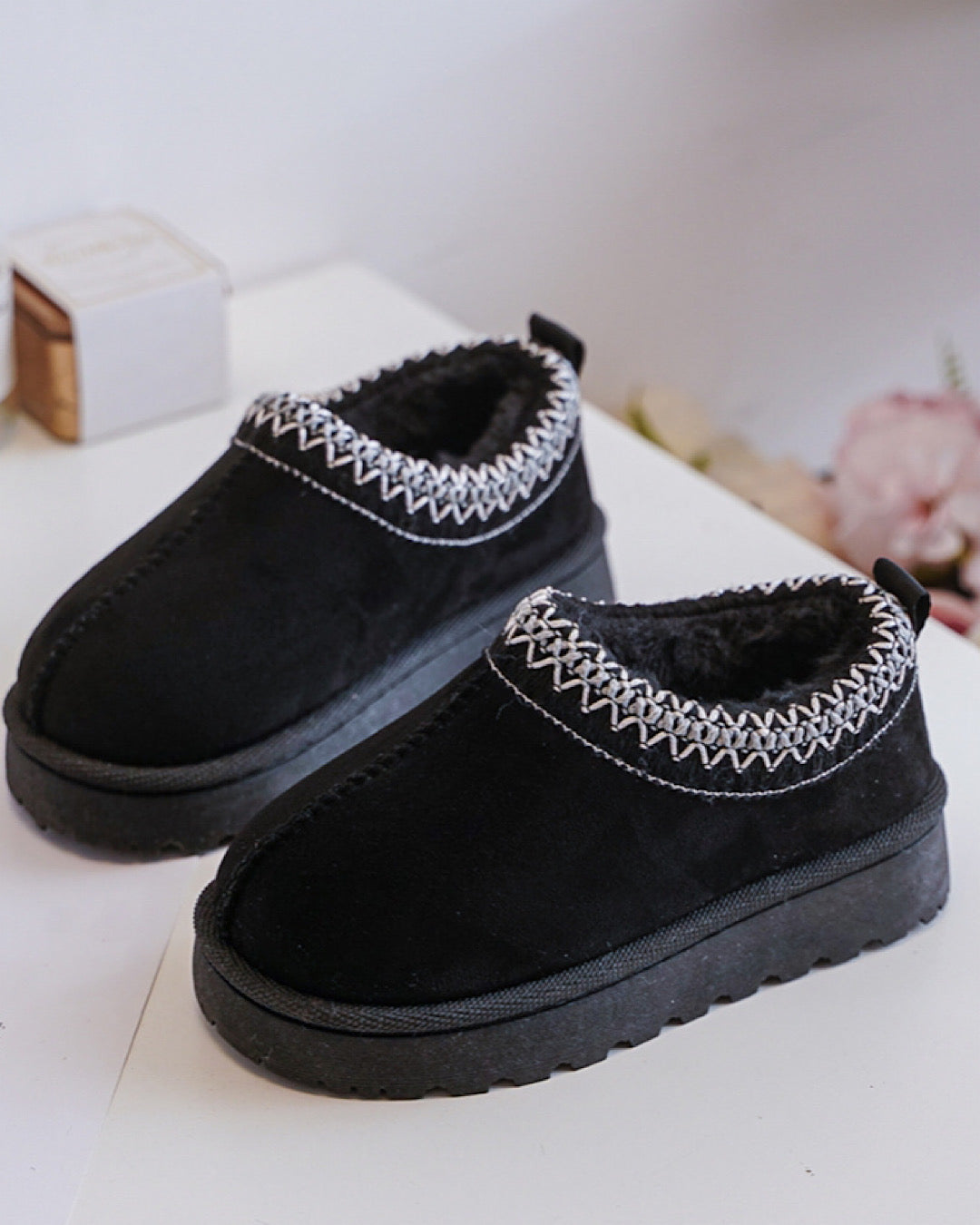 Kids Black Faux Suede Boots