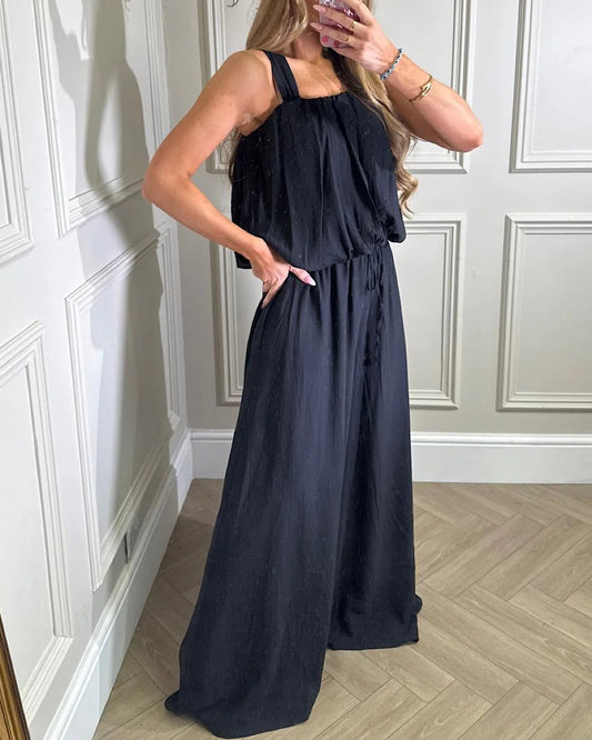 Black Bubble Top and Trousers Set
