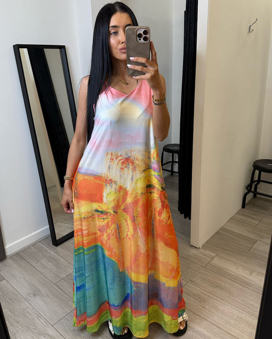 Tropical Print Maxi Dress