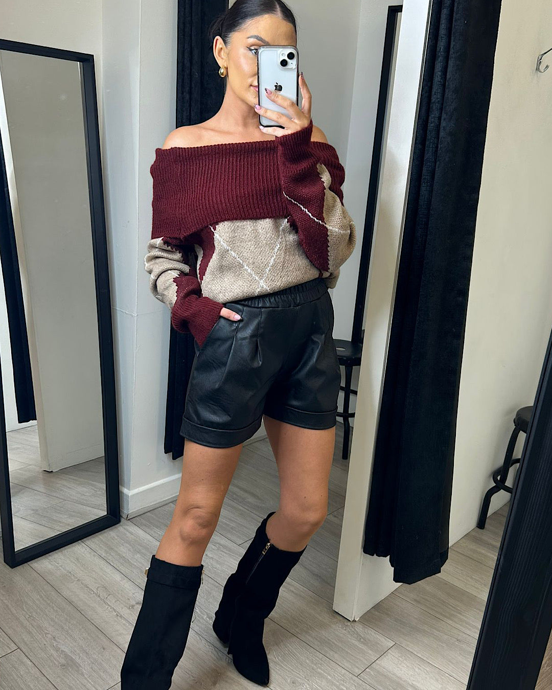 Black Faux Leather Shorts