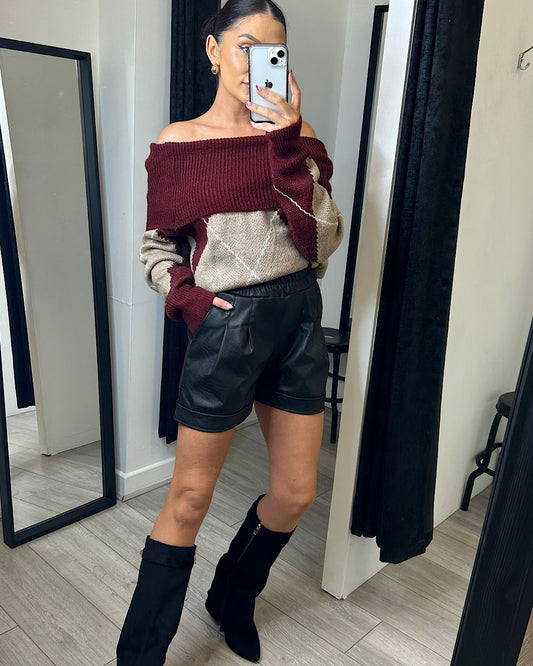 Black Faux Leather Shorts