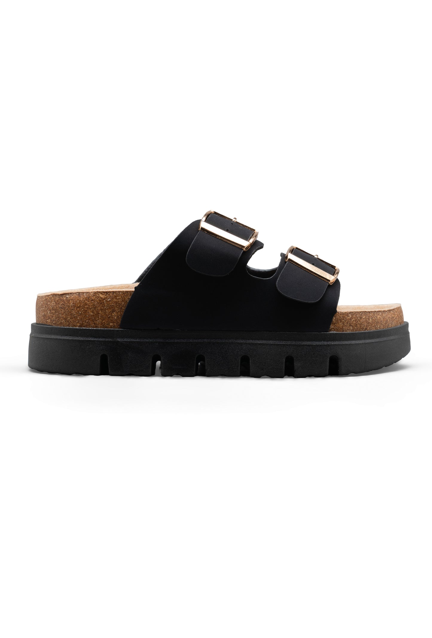 Black Double Buckle Sandals