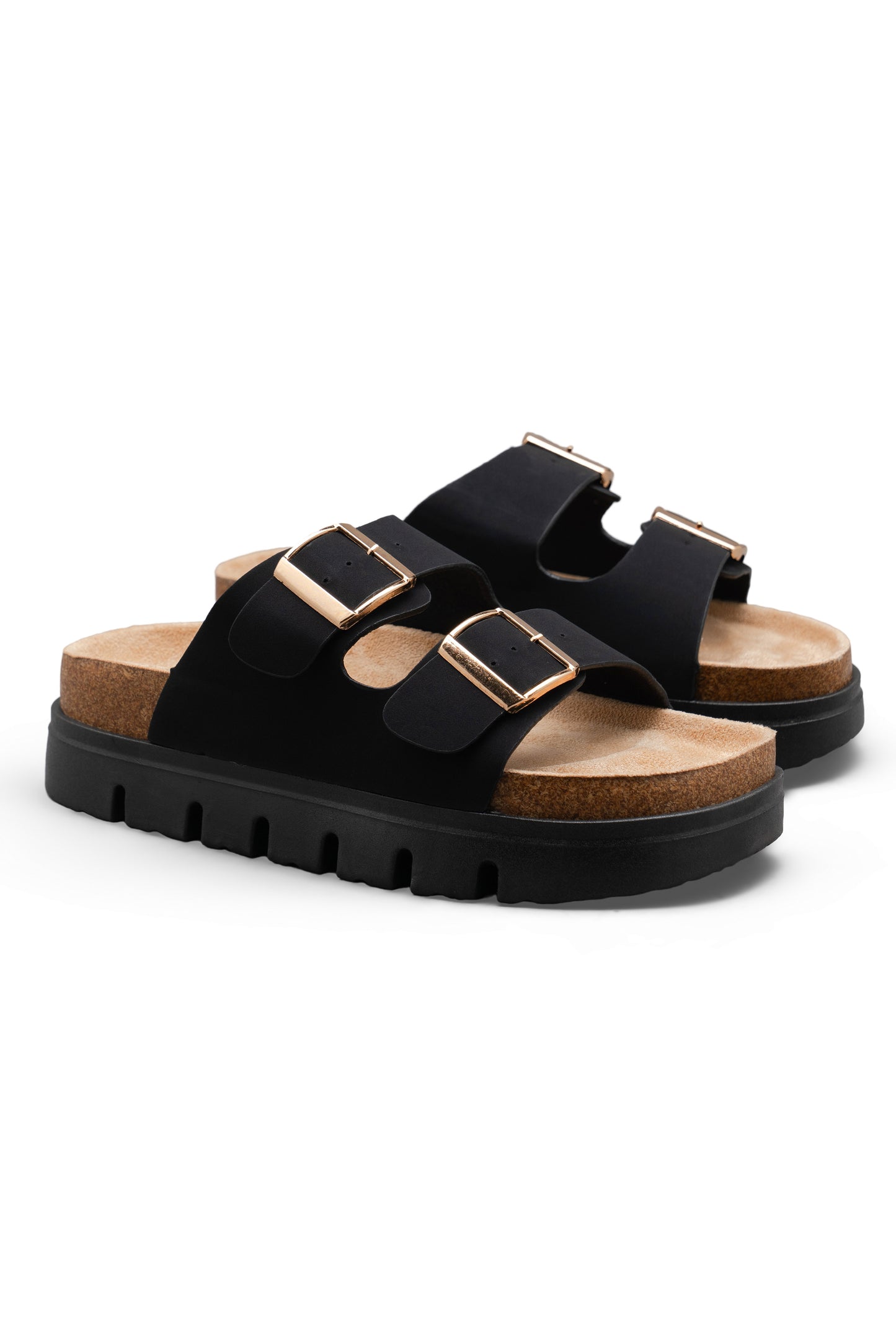 Black Double Buckle Sandals