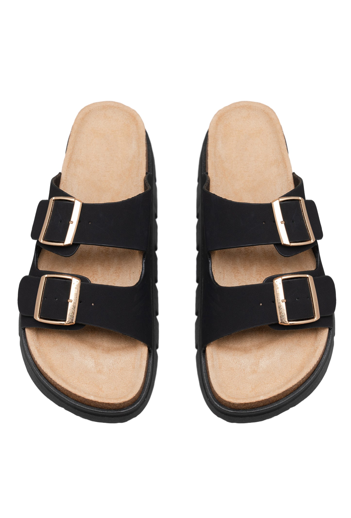Black Double Buckle Sandals