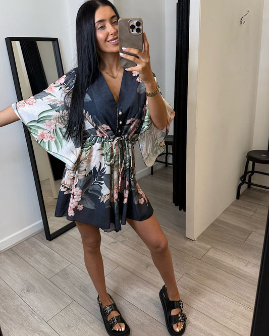Black Floral Playsuit