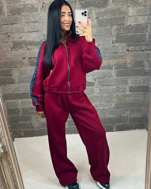 Wine Tracksuit with Sequins Side