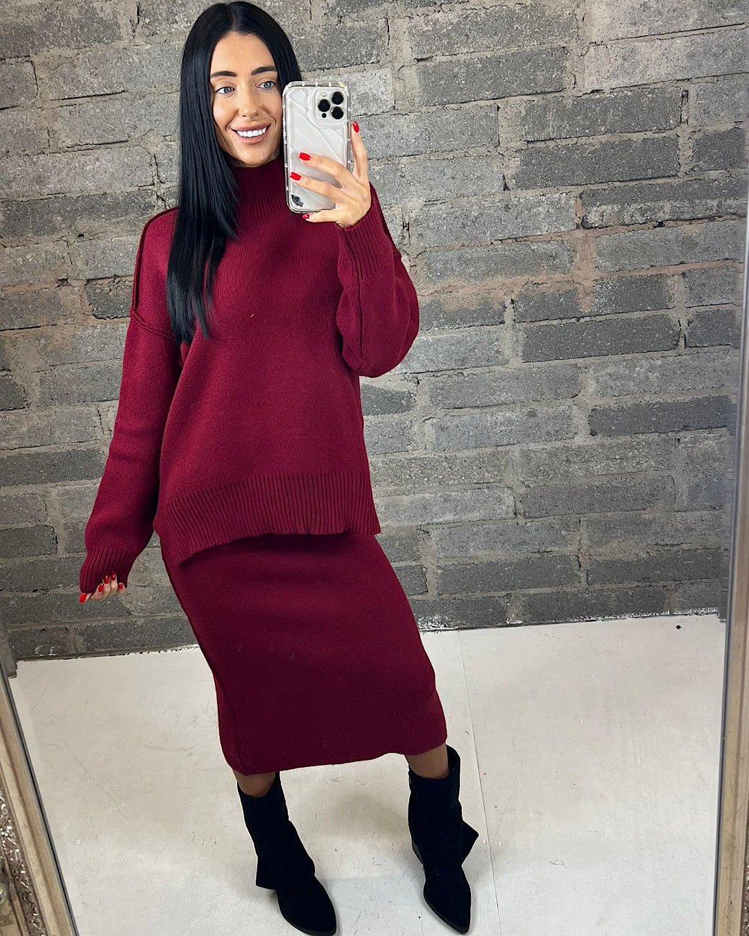 Burgundy Knit Suit