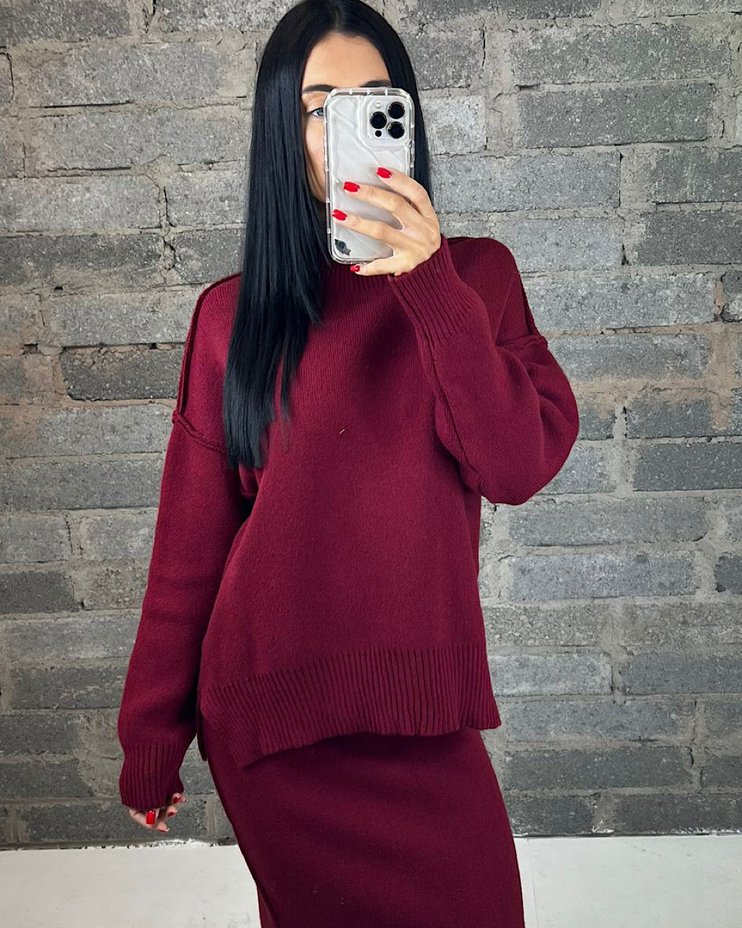 Burgundy Knit Suit