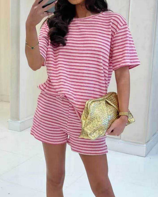 Pink Stripe Knit Suit