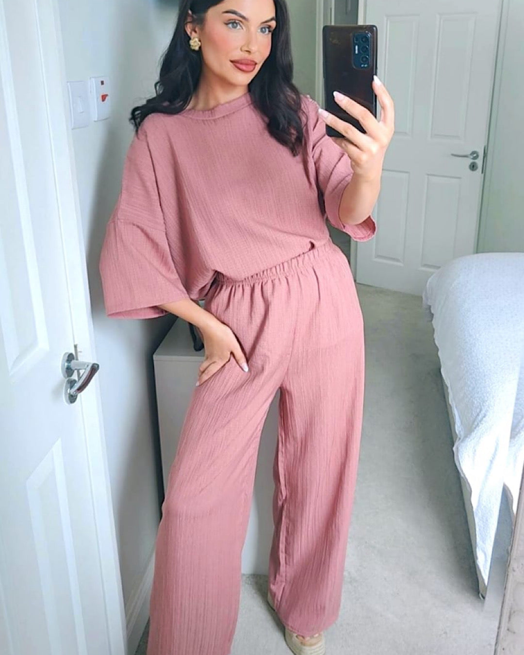 Pink Tee and Trousers Co Ord Suit