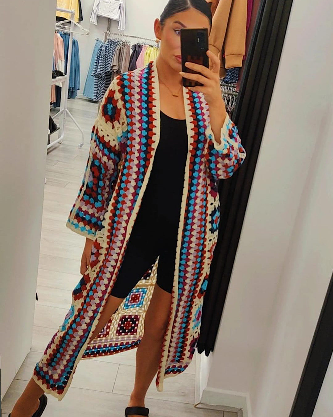 Multi Colour Duster Crochet Cardigan