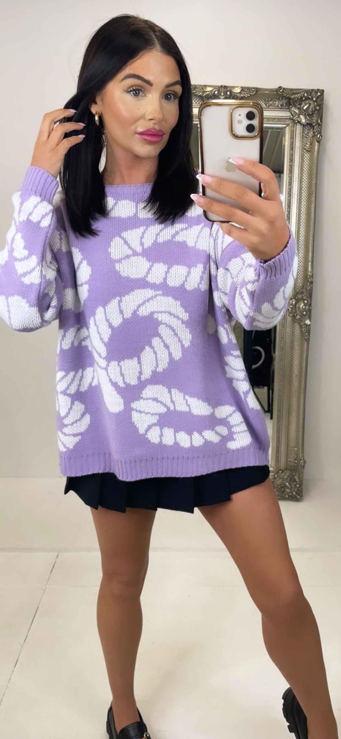 Lilac with White Knit Top