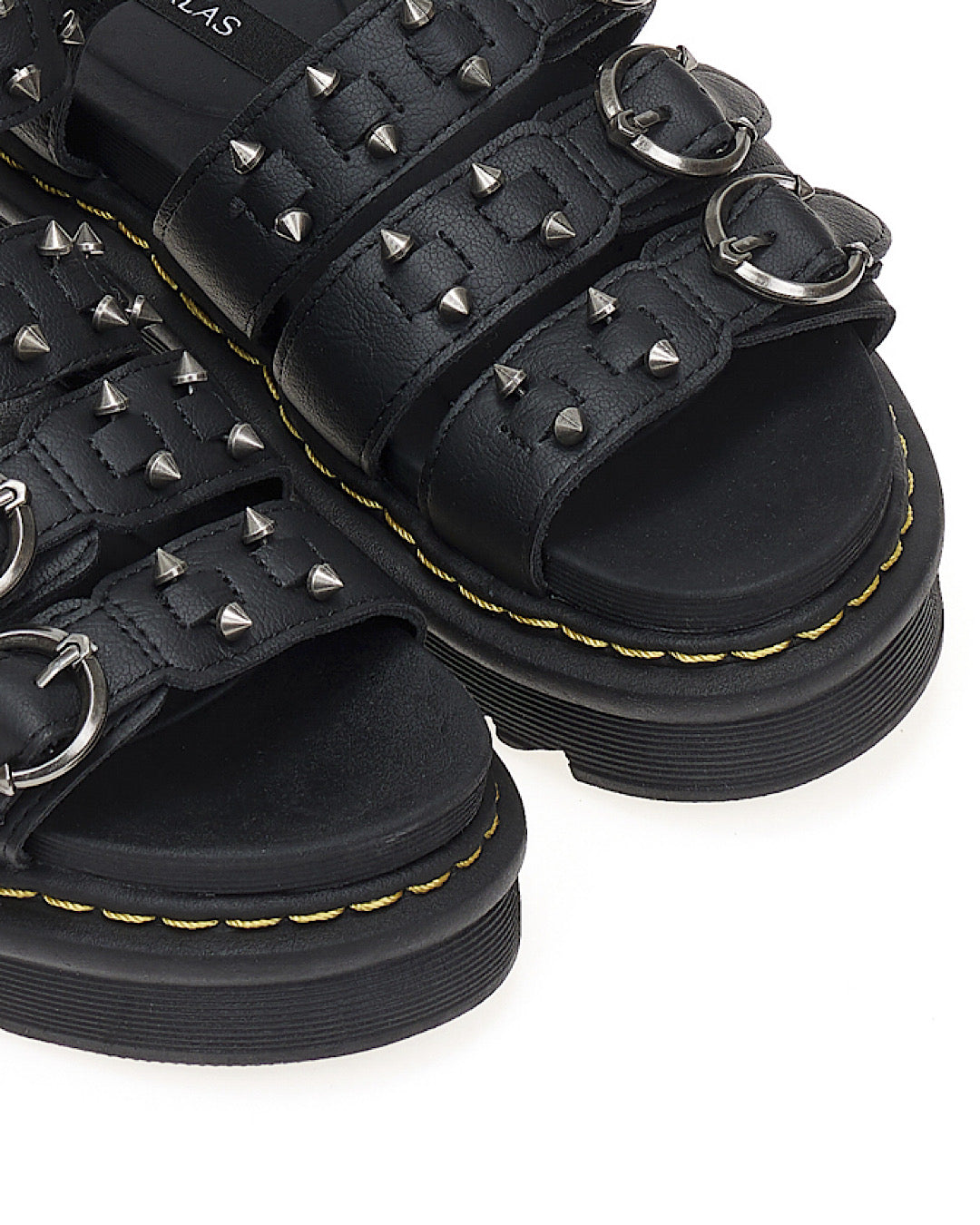 Black Punk Piercing Faux Leather Sandals