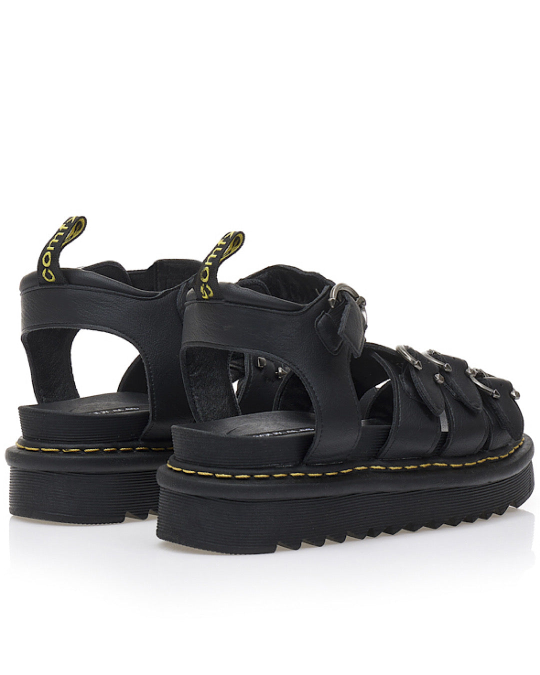 Black Punk Piercing Faux Leather Sandals