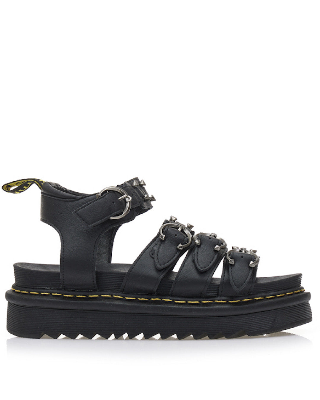 Black Punk Piercing Faux Leather Sandals