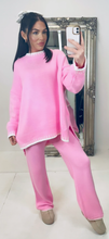Pink Contrast Knit Suit