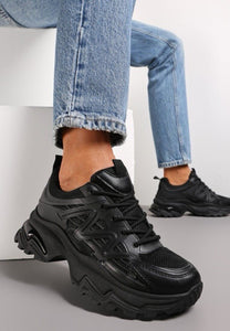 Black Chunky Lace Up Trainers