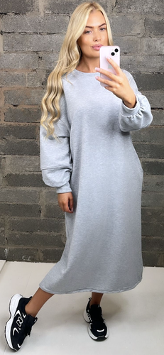 Grey Maxi Length Sweat Dress
