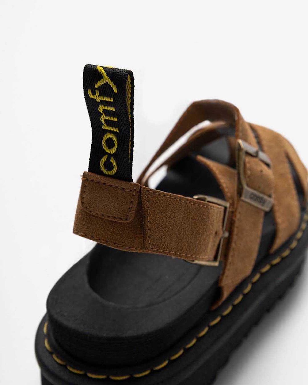 Camel Platform Buckle Sandals