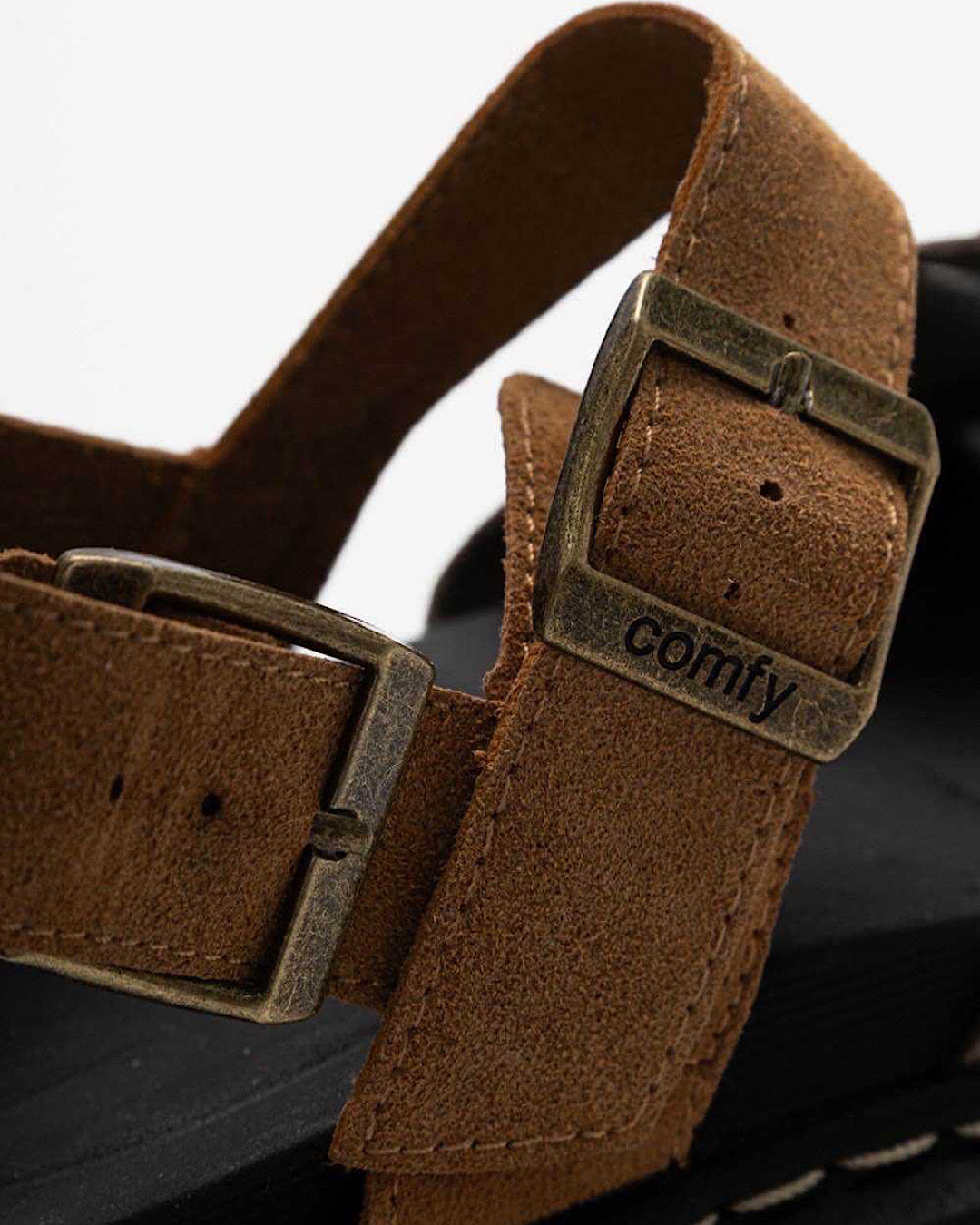 Camel Platform Buckle Sandals
