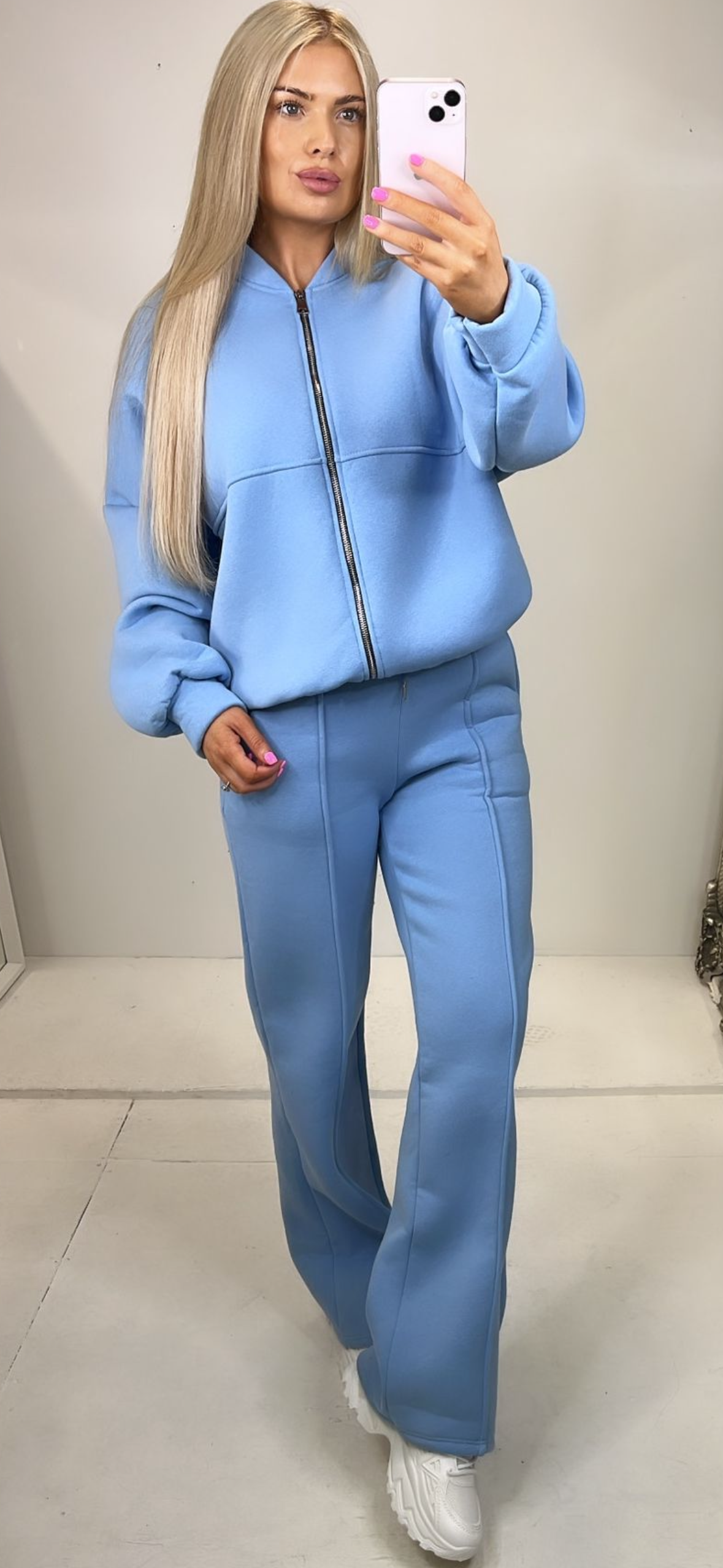 Sky Blue Bomber Jacket and Joggers Suit