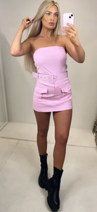 Pink Belted Cargo Playsuit