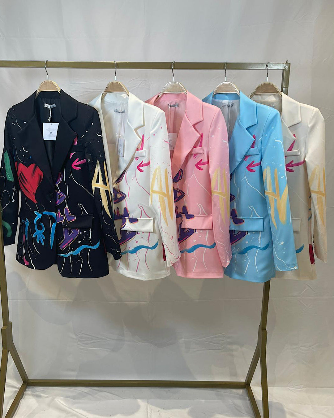 Pink Love Heart Graffiti Blazer