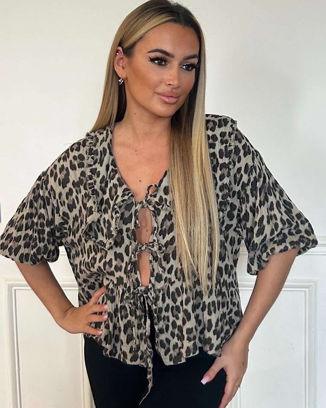 Lace Front Leopard Top