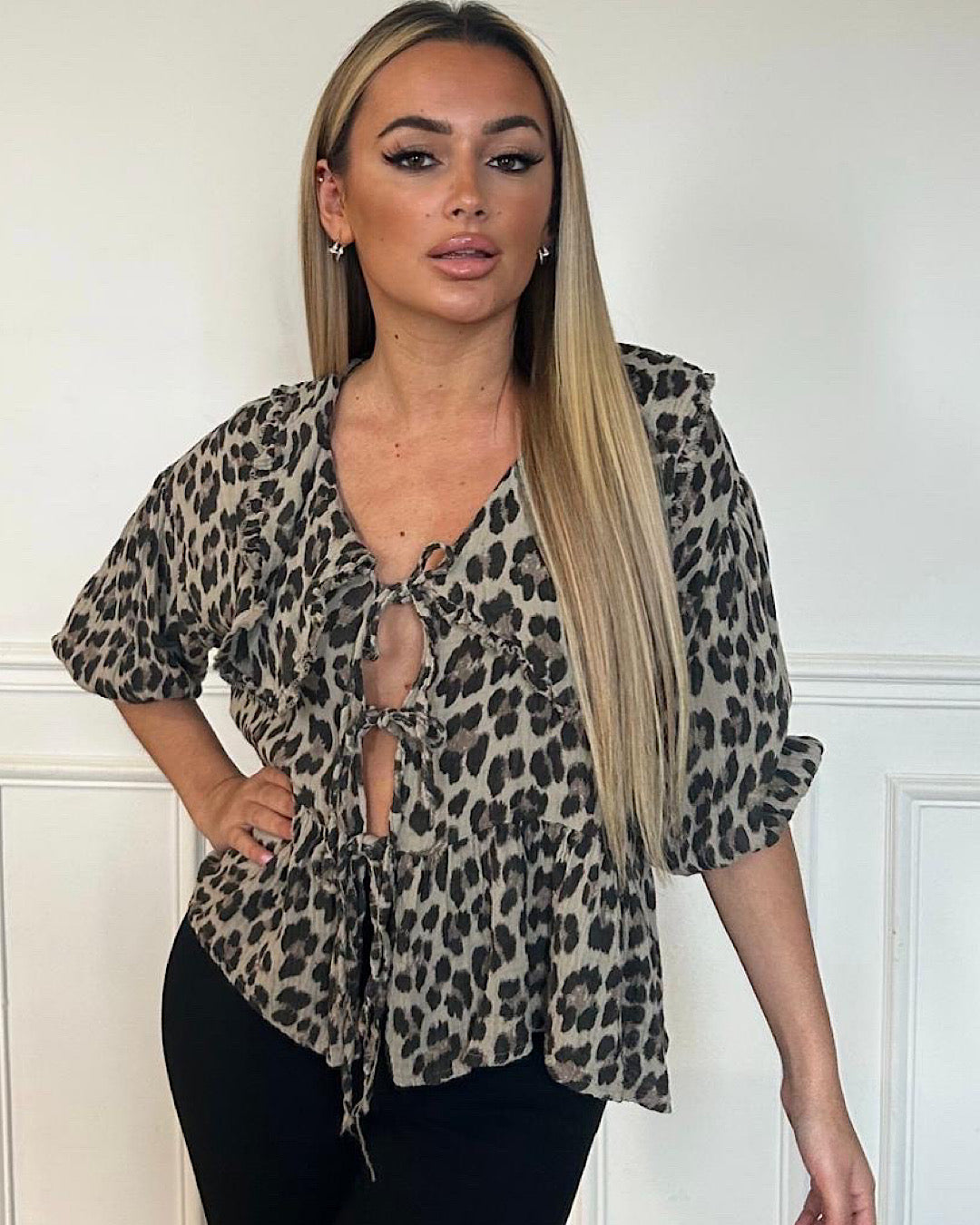 Lace Front Leopard Top