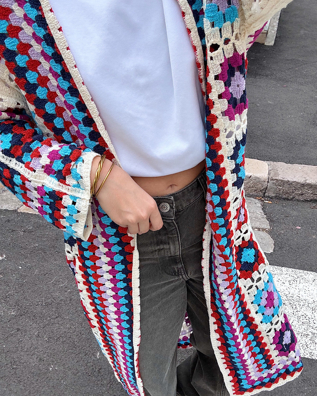 Multi Colour Duster Crochet Cardigan