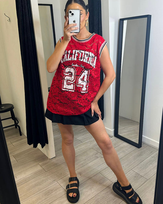 Black Red California Lace Vest