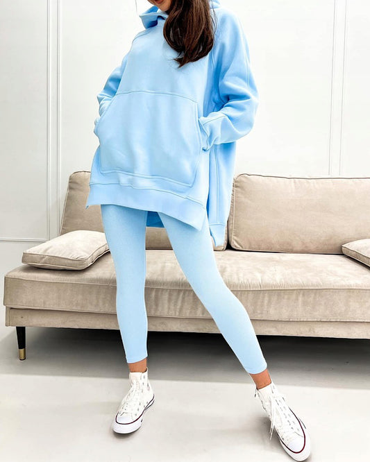 Blue Oversized Hoody and Leggings Suit