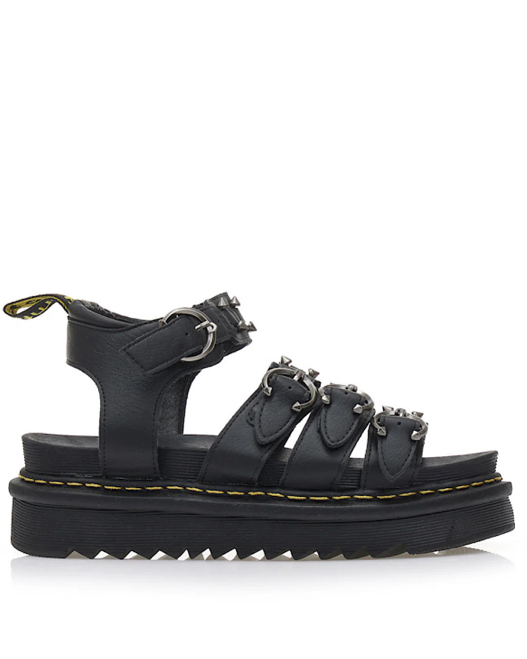 Black Punk Piercing Faux Leather Sandals