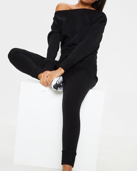 Black Knit Tracksuit