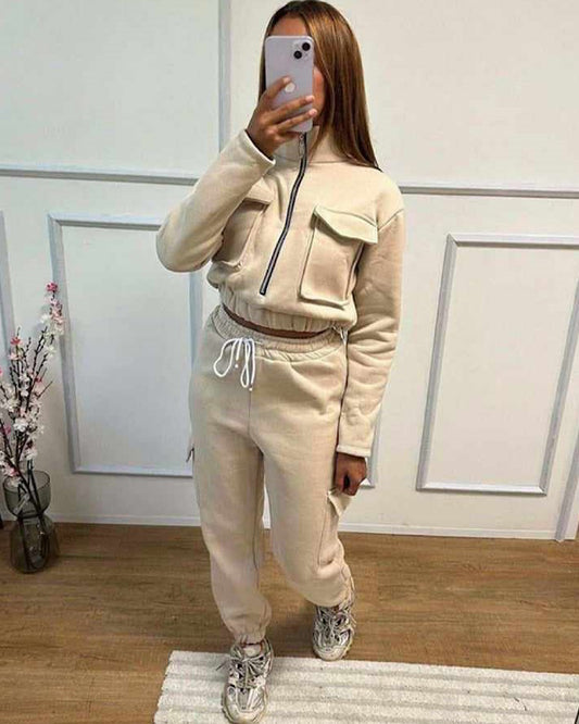 Beige Cargo Pocket Suit