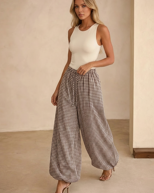 Chocolate Balloon Check Trousers