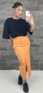 Orange Cargo Skirt