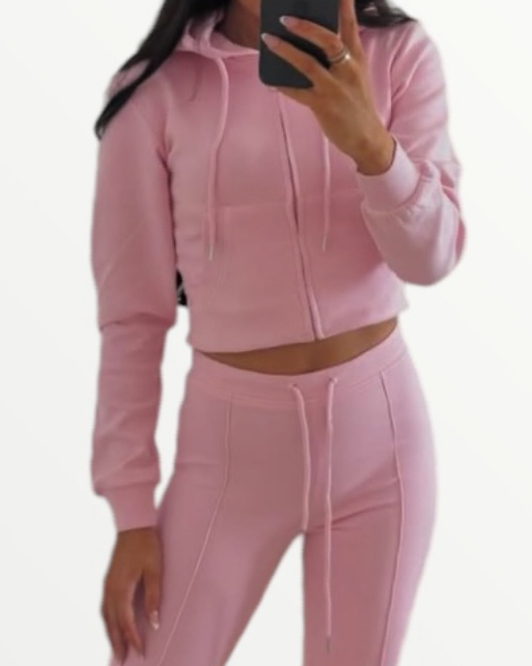 Pink Hooded Flare Loungewear Set