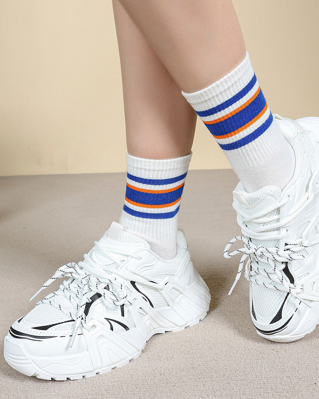 White Chunky Lace Up Trainers