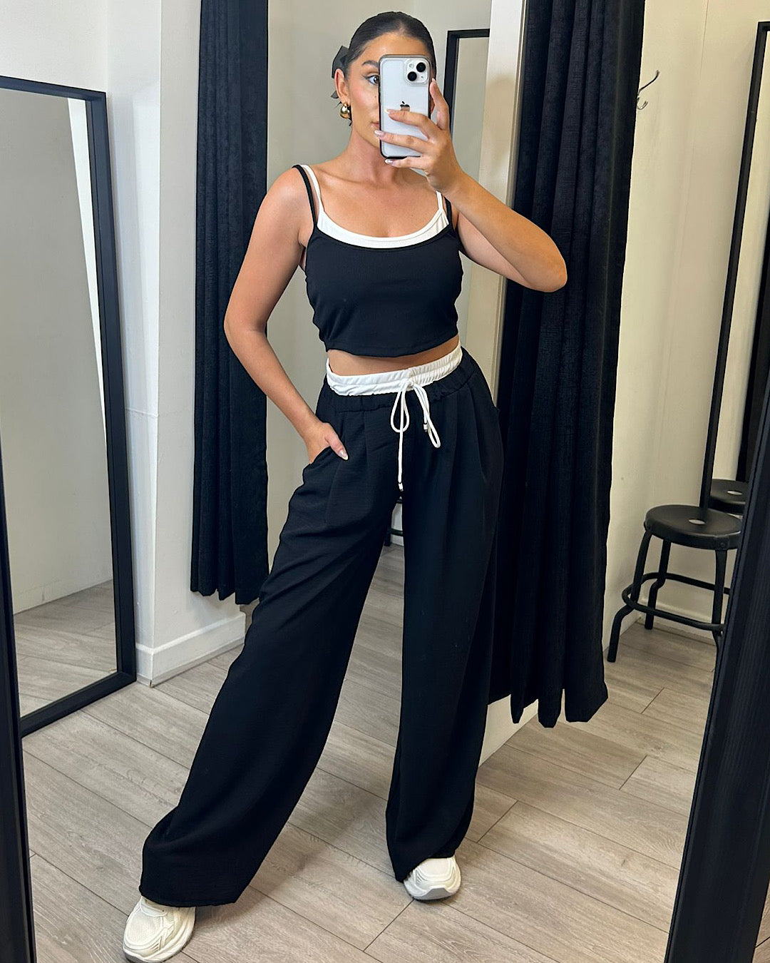 Black Crop Top and Joggers Suit